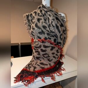NEW Leopard Print Fringed Scarf/Wrap